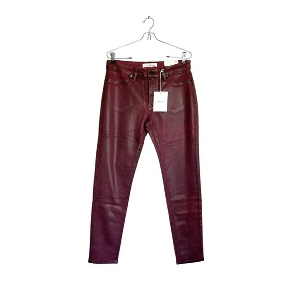 KanCan Mid Rise Coated Denim Ankle Skinny Jeans in Burgundy - Sz 13/30 - NWT - Picture 2 of 9